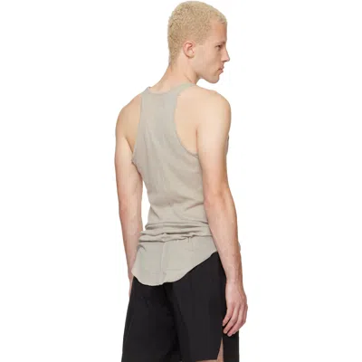 Rick Owens Gray And White Tower Basic Rib Vest In Gray