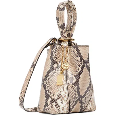 Chloé Chloe Spin Small Embossed Python Effect Tote Bag In Brown
