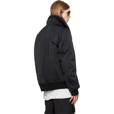 Rick Owens Black Rain Bomber Jacket With High Neck And Functional Pockets In Black