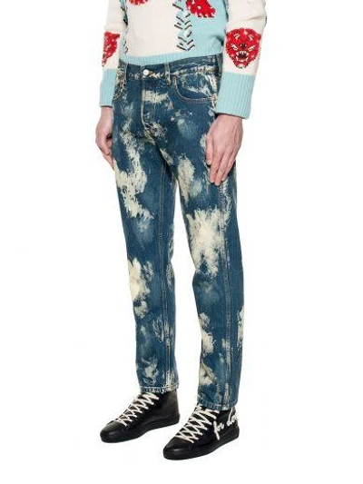Shop Gucci Dark Blue Punk Denim Jeans