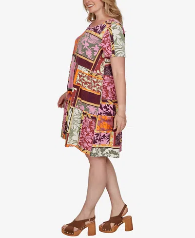 Ruby Rd. Plus Size Tropical Patchwork Pocket Dress In Multi