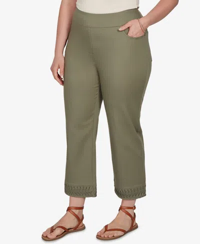 Ruby Rd. Plus Size Pleated Hem Denim Ankle Pants In Green