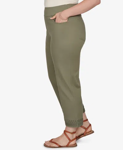 Ruby Rd. Plus Size Pleated Hem Denim Ankle Pants In Green