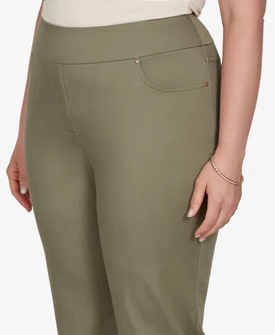 Ruby Rd. Plus Size Pleated Hem Denim Ankle Pants In Green