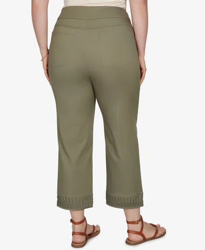 Ruby Rd. Plus Size Pleated Hem Denim Ankle Pants In Green