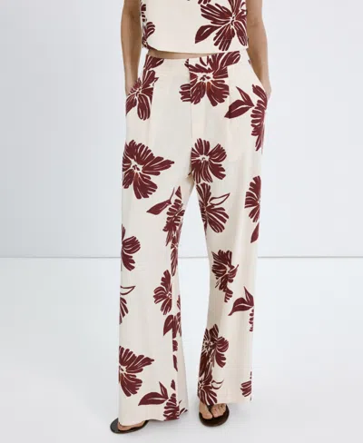 Mango Printed Pleated Pants In Blue