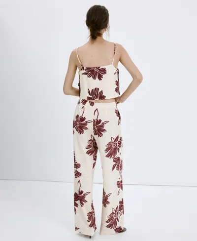Mango Printed Pleated Pants In Blue