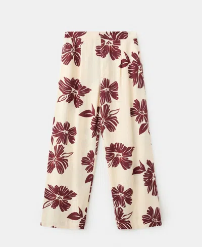 Mango Printed Pleated Pants In Blue