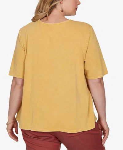 Ruby Rd. Plus Size Soutache V-neck Knit Top In Orange