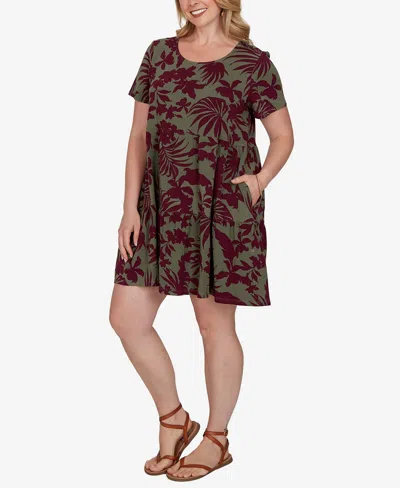 Ruby Rd. Plus Size Tropical Print Short-sleeve Dress In Multi