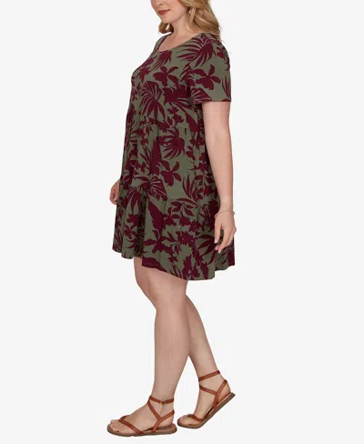 Ruby Rd. Plus Size Tropical Print Short-sleeve Dress In Multi
