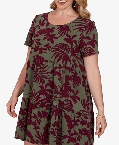 Ruby Rd. Plus Size Tropical Print Short-sleeve Dress In Multi