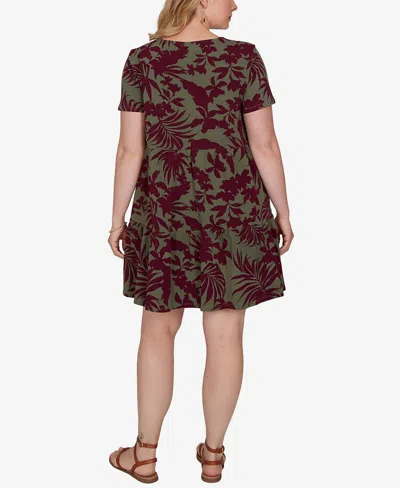 Ruby Rd. Plus Size Tropical Print Short-sleeve Dress In Multi