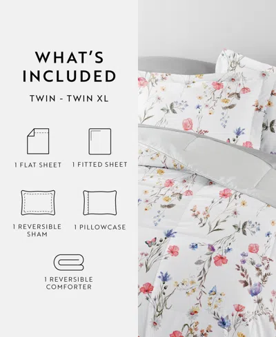 Ienjoy Home Bedding Bundle Patterned 5-piece Comforter Set, Twin In White