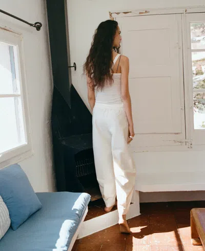 Mango Embroidered Side Stripe Cotton Drawstring Pants In Neutral