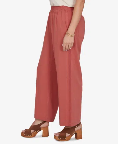 Ruby Rd. Plus Size Lace Trim Lightweight Pull-on Pants In Red