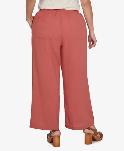 Ruby Rd. Plus Size Lace Trim Lightweight Pull-on Pants In Red