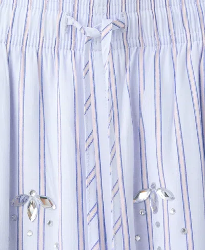 Mango Crystal Embellished Stripe Drawstring Pants In Blue