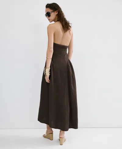 Mango Open-back Double Gauze Dress In Black