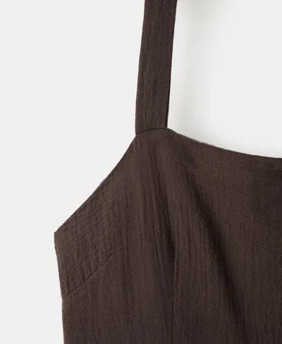 Mango Open-back Double Gauze Dress In Black