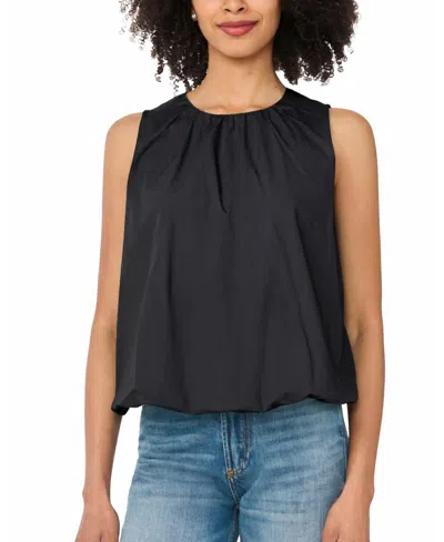 Cece Cotton Poplin Bubble Top In Black