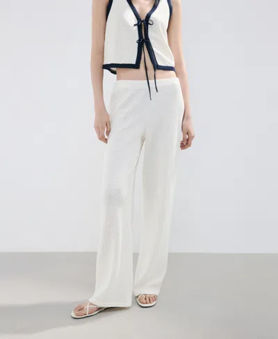 Mango Straight Knitted Pants In Sand