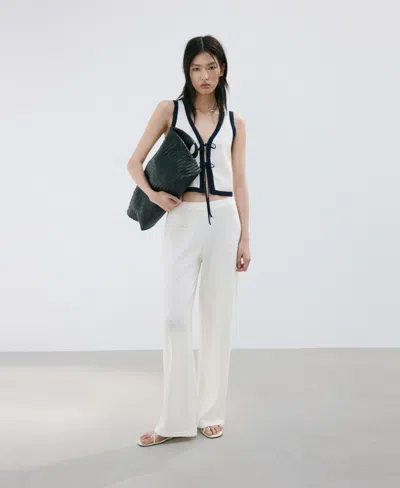 Mango Straight Knitted Pants In Sand