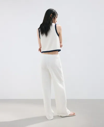 Mango Straight Knitted Pants In Sand