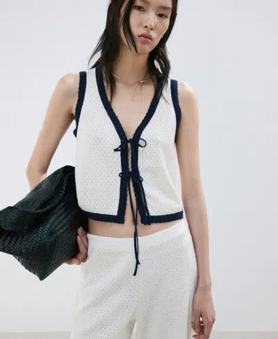 Mango Straight Knitted Pants In Sand