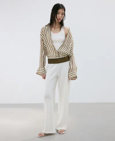 Mango Straight Knitted Pants In Sand