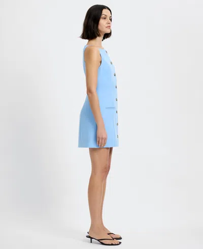 French Connection Azra Twill Square Neck Mini Dress In Blue