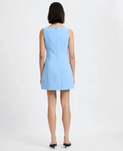 French Connection Azra Twill Square Neck Mini Dress In Blue