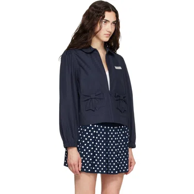 Sandy Liang Navy Necco Jacket In Blue