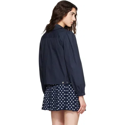 Sandy Liang Navy Necco Jacket In Blue