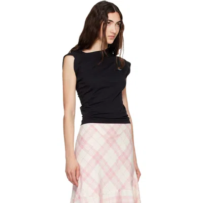 Vivienne Westwood Hebo One-shoulder Cotton Top With Embroidered Orb Logo In Black