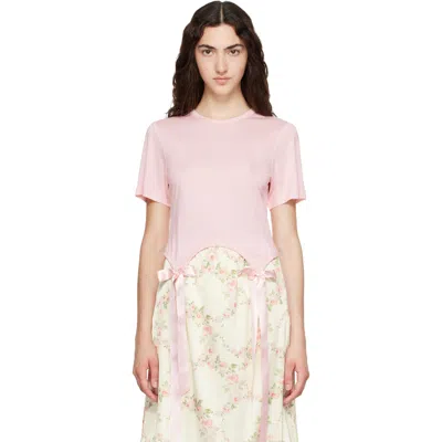 Simone Rocha Bow Tail Easy T-shirt In Pink