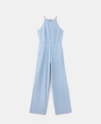 Mango Lyocell Denim Jumpsuit In Light Blue