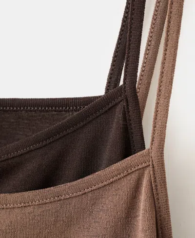 Mango Double-layer Short Dress In Brown