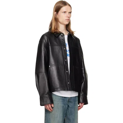 Helmut Lang Black Bonded Leather Jacket In Black