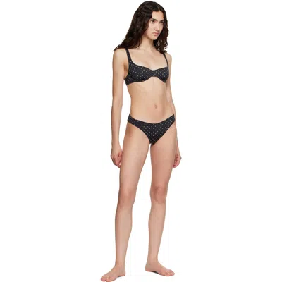Fruity Booty Black Celine Polka Bikini Bottom In Black