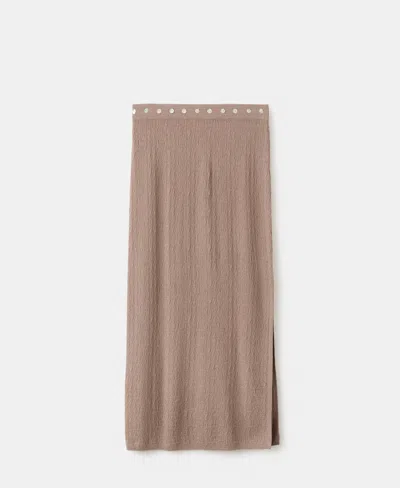 Mango Skirt With Buttons And Side Slit In Brown
