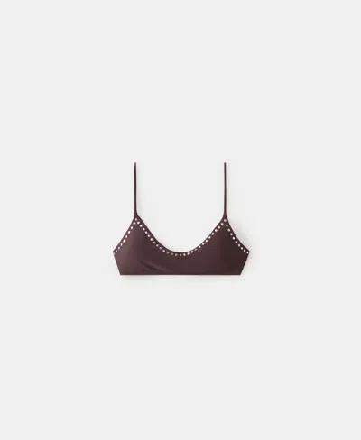 Mango Triangle Bikini Top With Studs In Brown