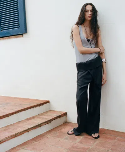 Mango 100% Lyocell Trousers In Gray