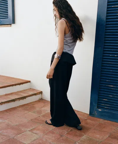 Mango 100% Lyocell Trousers In Gray