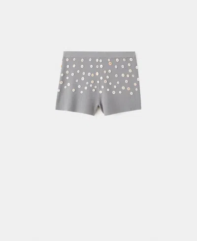 Mango Shorts With Decorative Buttons In Gray