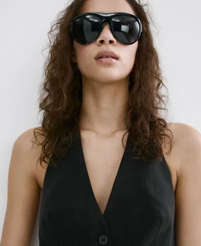 Mango Lyocell Suit Vest In Black