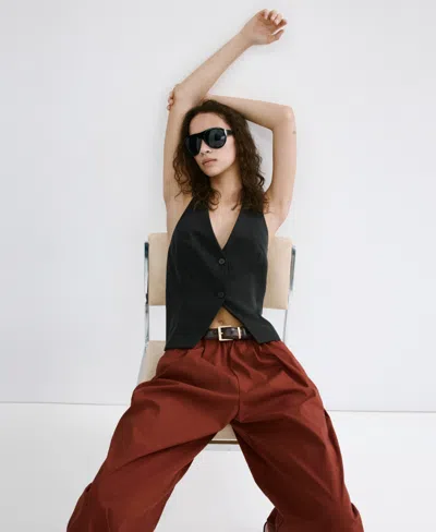 Mango Lyocell Suit Vest In Black