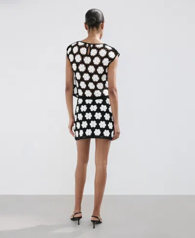 Mango Crochet Floral Mini-skirt In Black