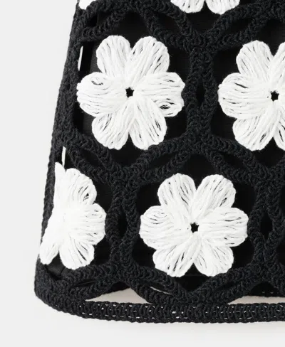 Mango Crochet Floral Mini-skirt In Black
