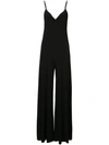 Norma Kamali Backless V-neck Wide-leg Jumpsuit In Black